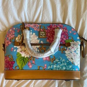 Downey & Bourke Hydrangea Monogram Domed Zip Satchel